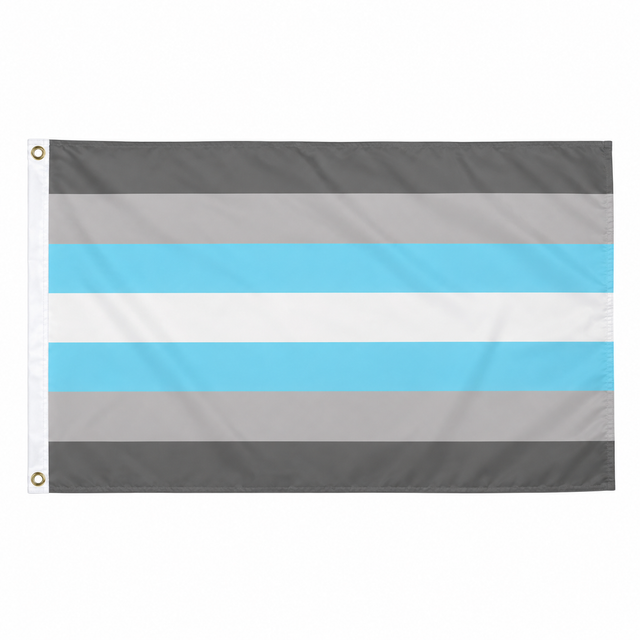 Demiboy Pride Flag 5ft x 3ft with grey white and light blue stripes