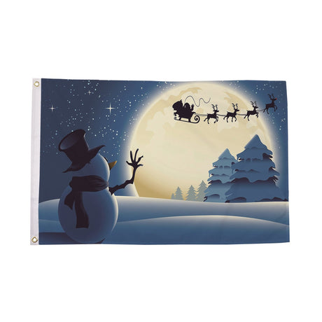 Flagmania Christmas Snowman Moon 5ft x 3ft Polyester Flag