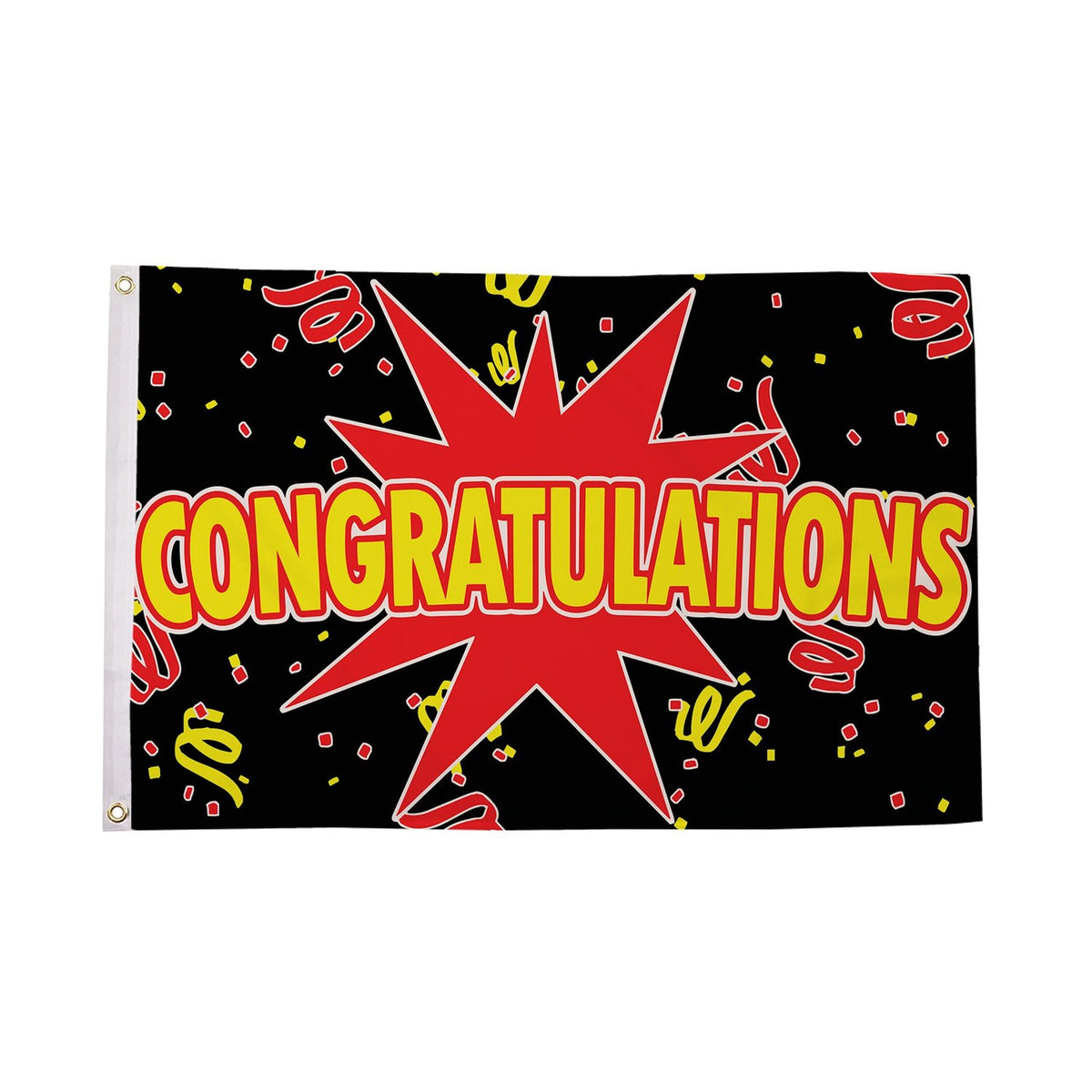 Flagmania Congratulations Black 8ft x 5ft polyester flag