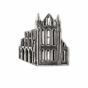 Whitby Abbey pewter pin badge North Yorkshire Gothic ruins souvenir