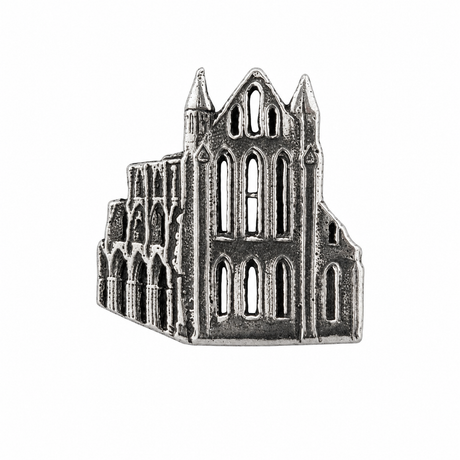Whitby Abbey pewter pin badge North Yorkshire Gothic ruins souvenir