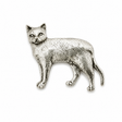 Detailed pewter Burmese cat badge in an elegant standing pose