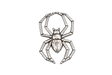 Detailed pewter Spider pin badge featuring an eight-legged spider design with butterfly clutch fastening on a white background.