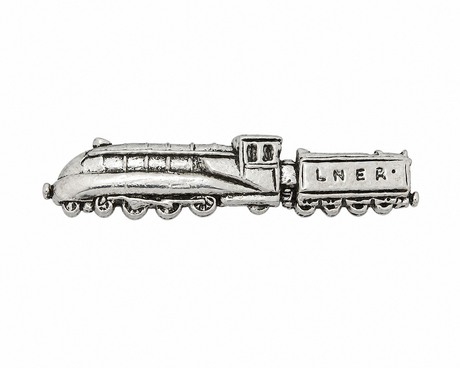 Pewter LNER Mallard streamlined steam train locomotive lapel pin badge with tender