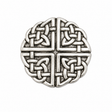Round pewter Celtic knot pin badge with traditional interwoven knotwork design
