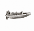 Pewter rigid inflatable RIB speed boat lapel pin badge with seating and outboard motor