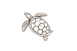 Detailed pewter Sea Turtle pin badge featuring a patterned shell and textured flippers with butterfly clutch fastening on a white background.