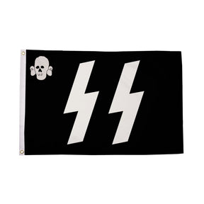 Flagmania German SS Skull 3ft x 2ft Polyester Flag on white background