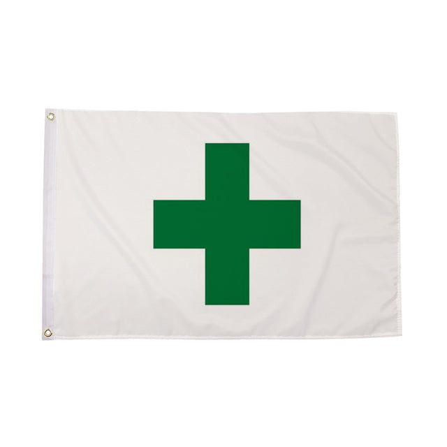 Flagmania Green Cross 3ft x 2ft Polyester Flag on white background