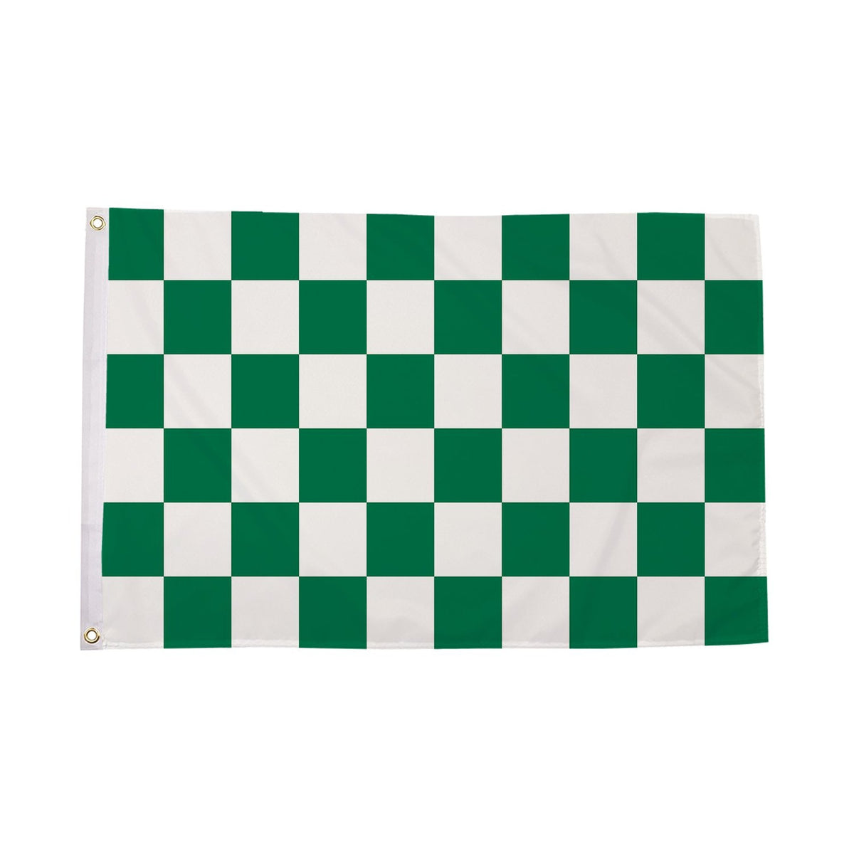 Flagmania Green and White Check 3ft x 2ft Polyester Flag on white background
