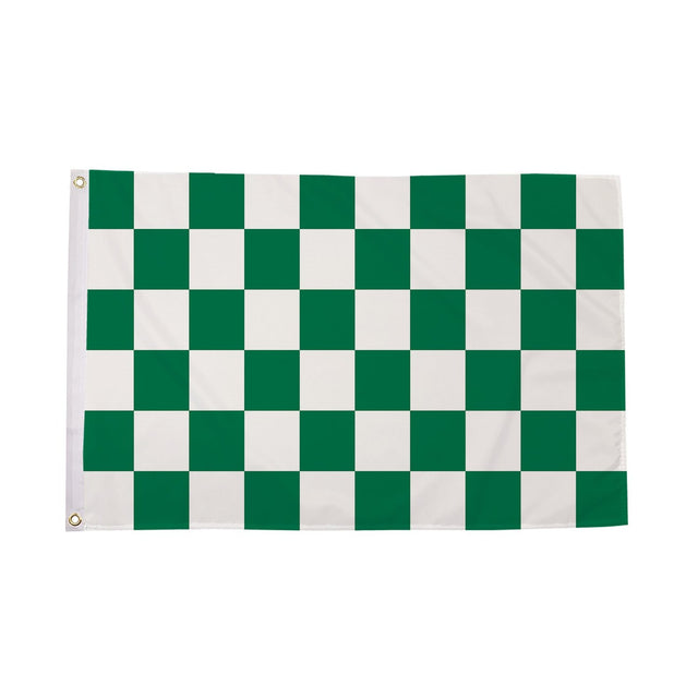 Flagmania Green and White Check 3ft x 2ft Polyester Flag on white background
