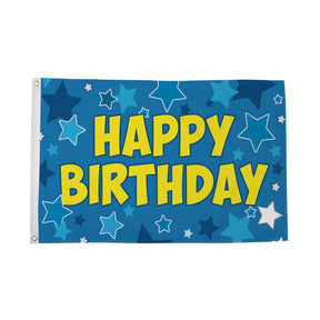 Flagmania Happy Birthday Blue 8ft x 5ft polyester flag