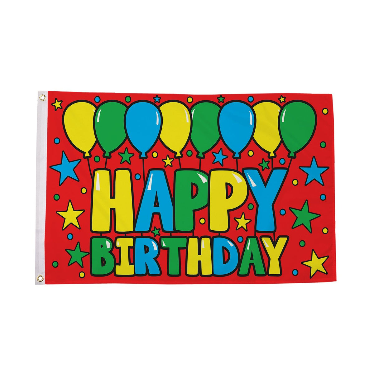 Flagmania Happy Birthday Red 8ft x 5ft polyester flag