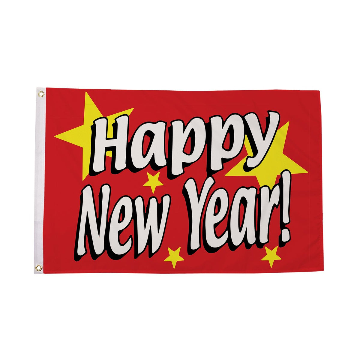 Flagmania Happy New Year (Red) 3ft x 2ft Polyester Flag on white background