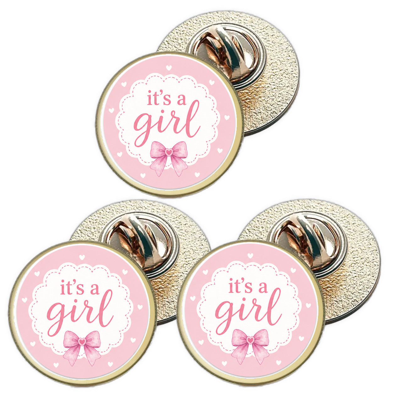 3 x It`s A Girl D2 (BU29) Lapel Pin Badges