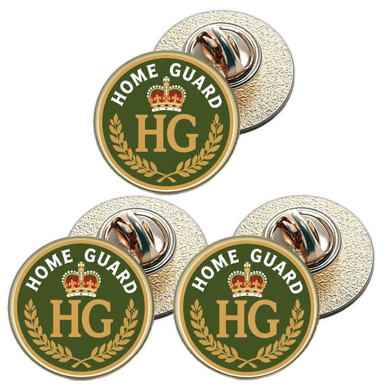 3 x Home Guard D4 (BU29) Lapel Pin Badges