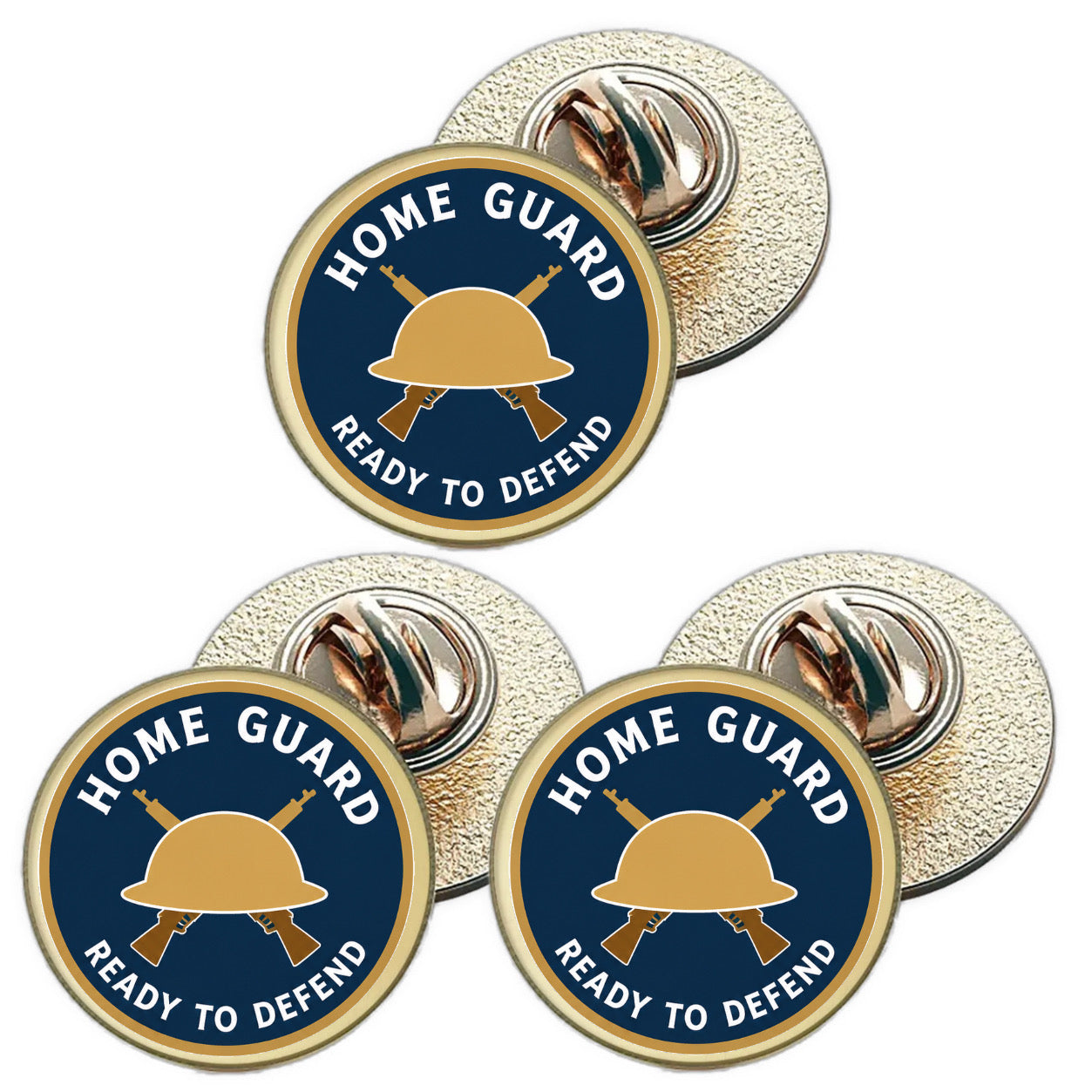 3 x Home Guard D3 (BU29) Lapel Pin Badges