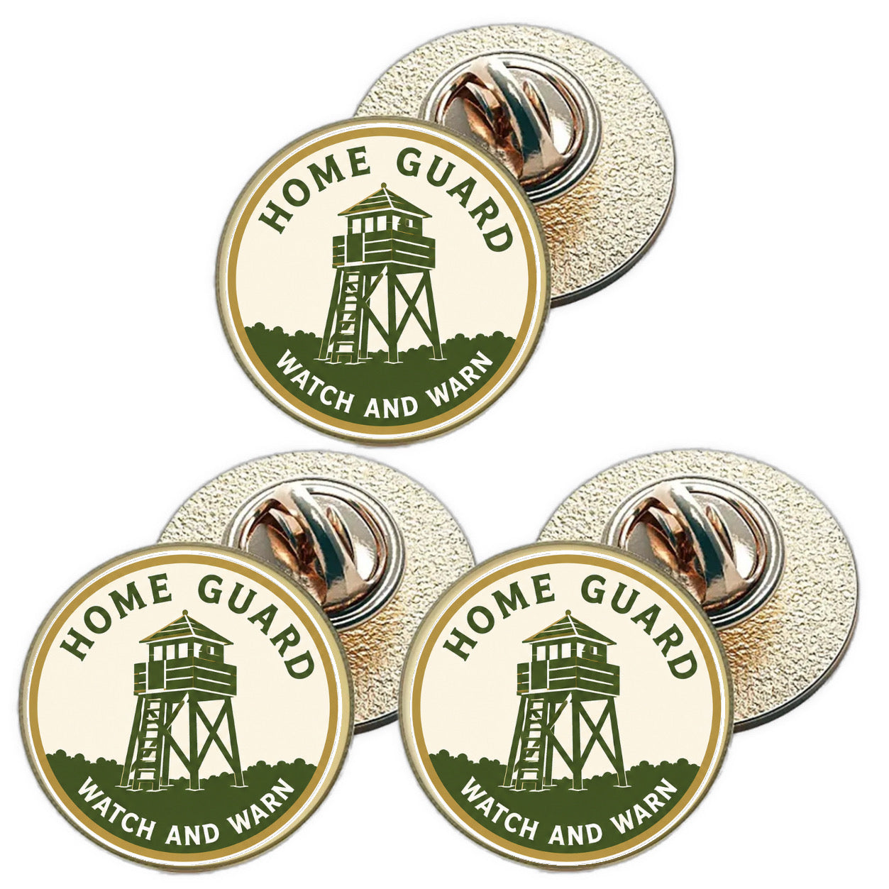 3 x Home Guard D2 (BU29) Lapel Pin Badges