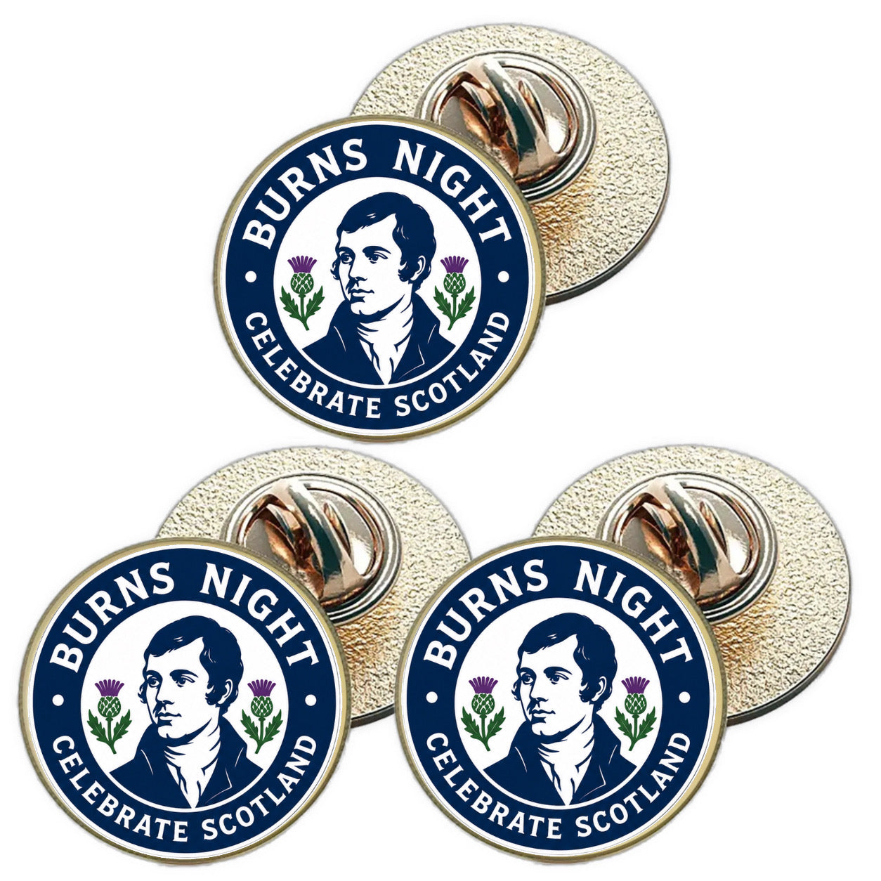 3 x Burns Night D4 (BU29) Lapel Pin Badges