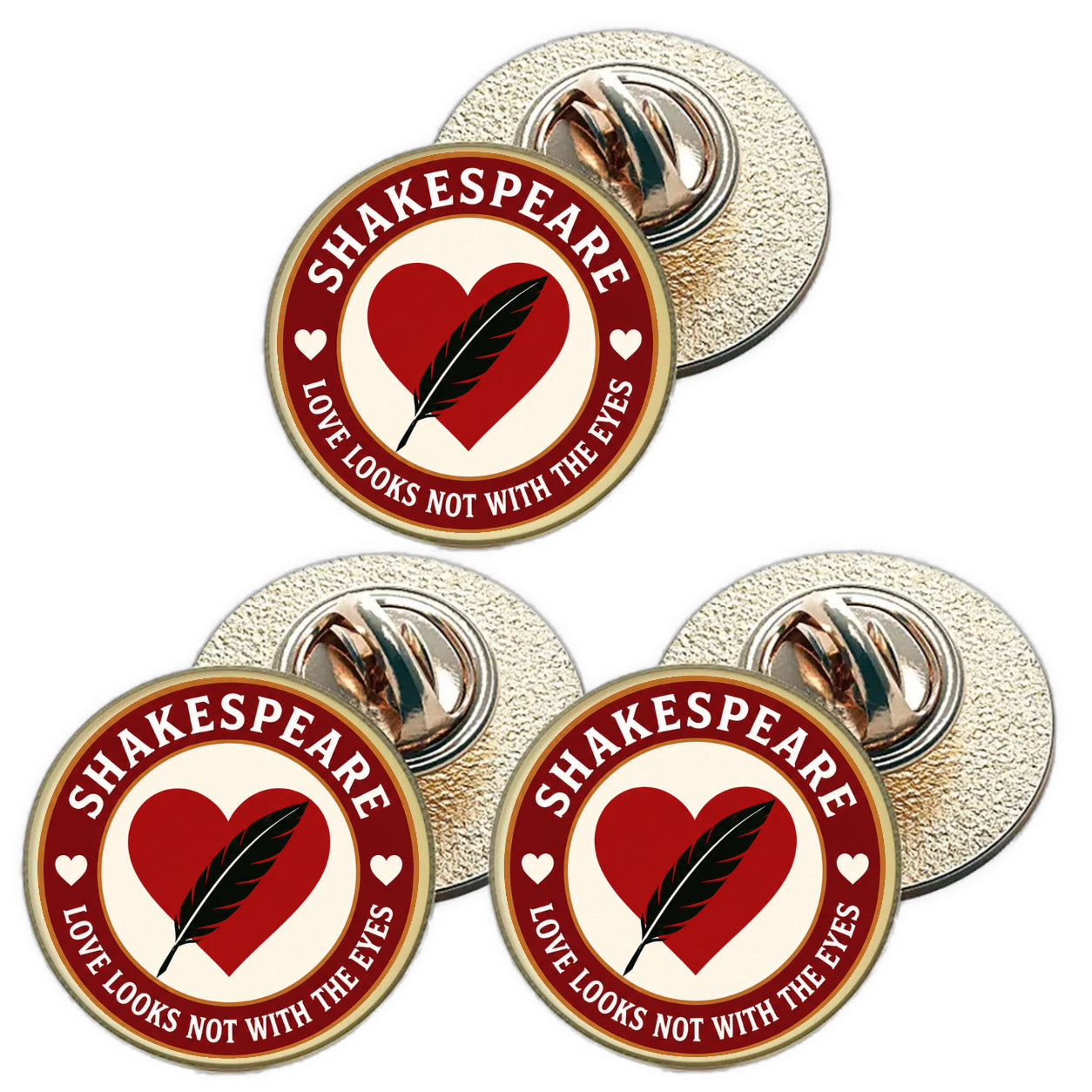 3 x Shakespeare D1 (BU29) Lapel Pin Badges