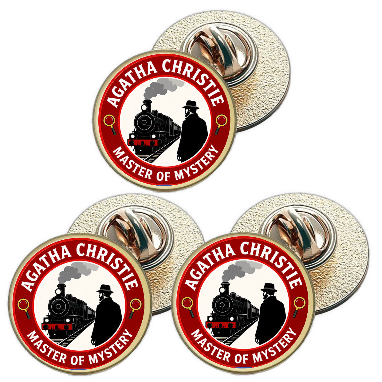 3 x Agatha Christie D2 (BU29) Lapel Pin Badges
