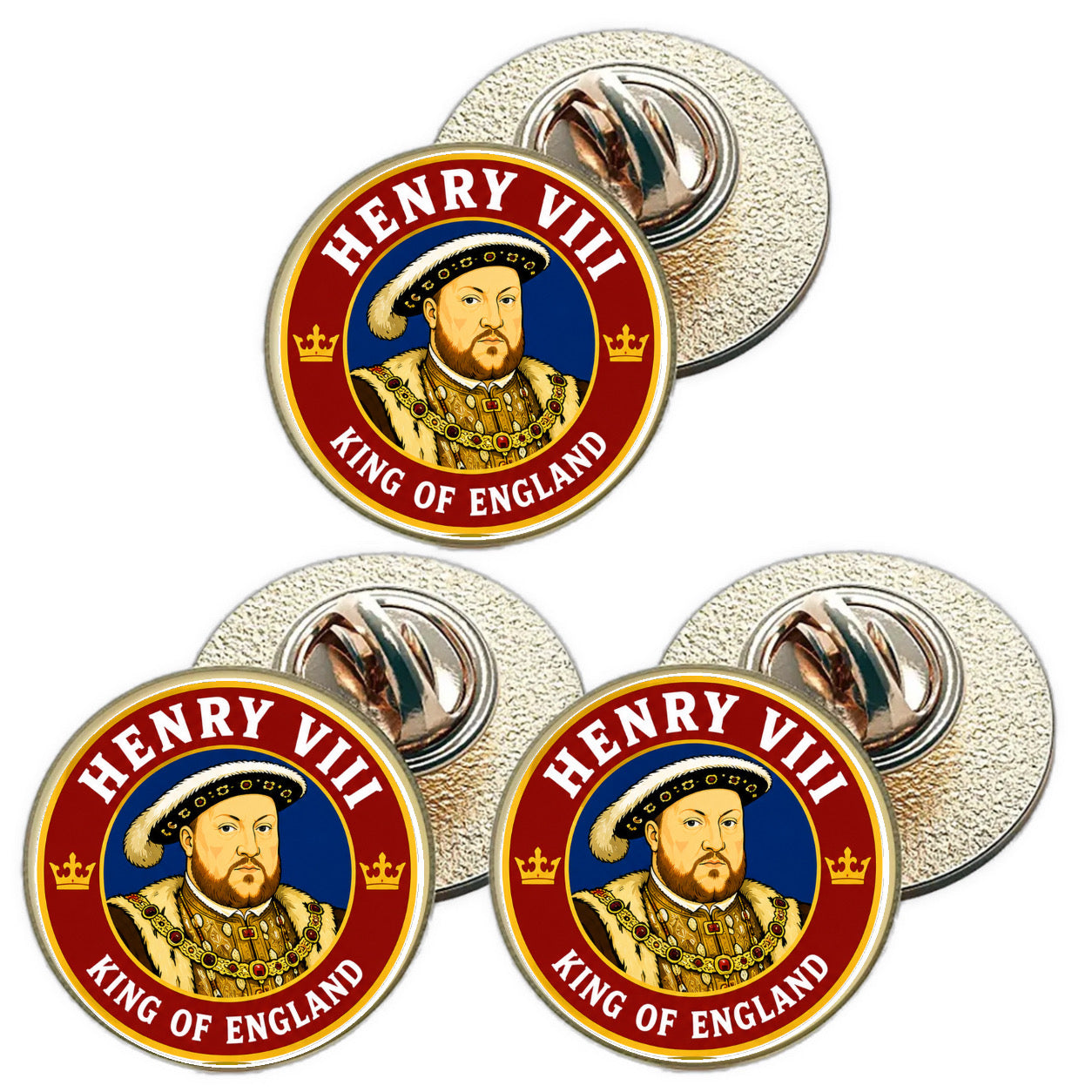 3 x King Henry VIII D4 (BU29) Lapel Pin Badges