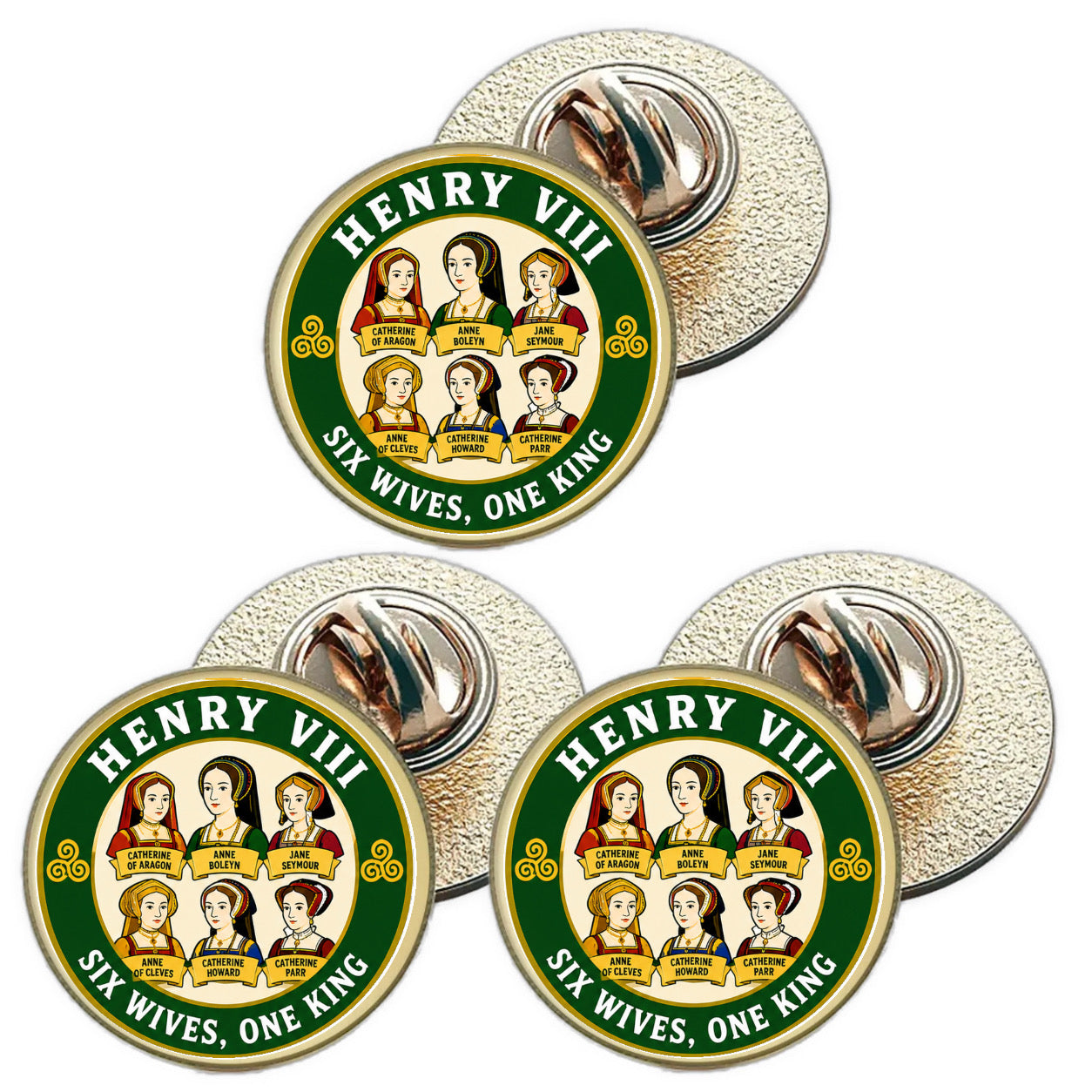3 x King Henry VIII D2 (BU29) Lapel Pin Badges