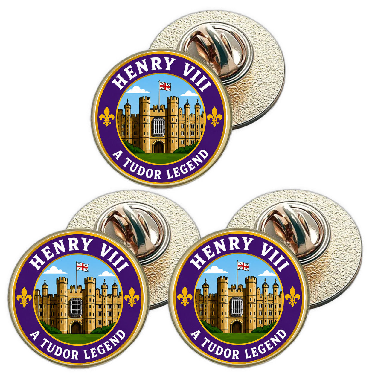 3 x King Henry VIII D1 (BU29) Lapel Pin Badges