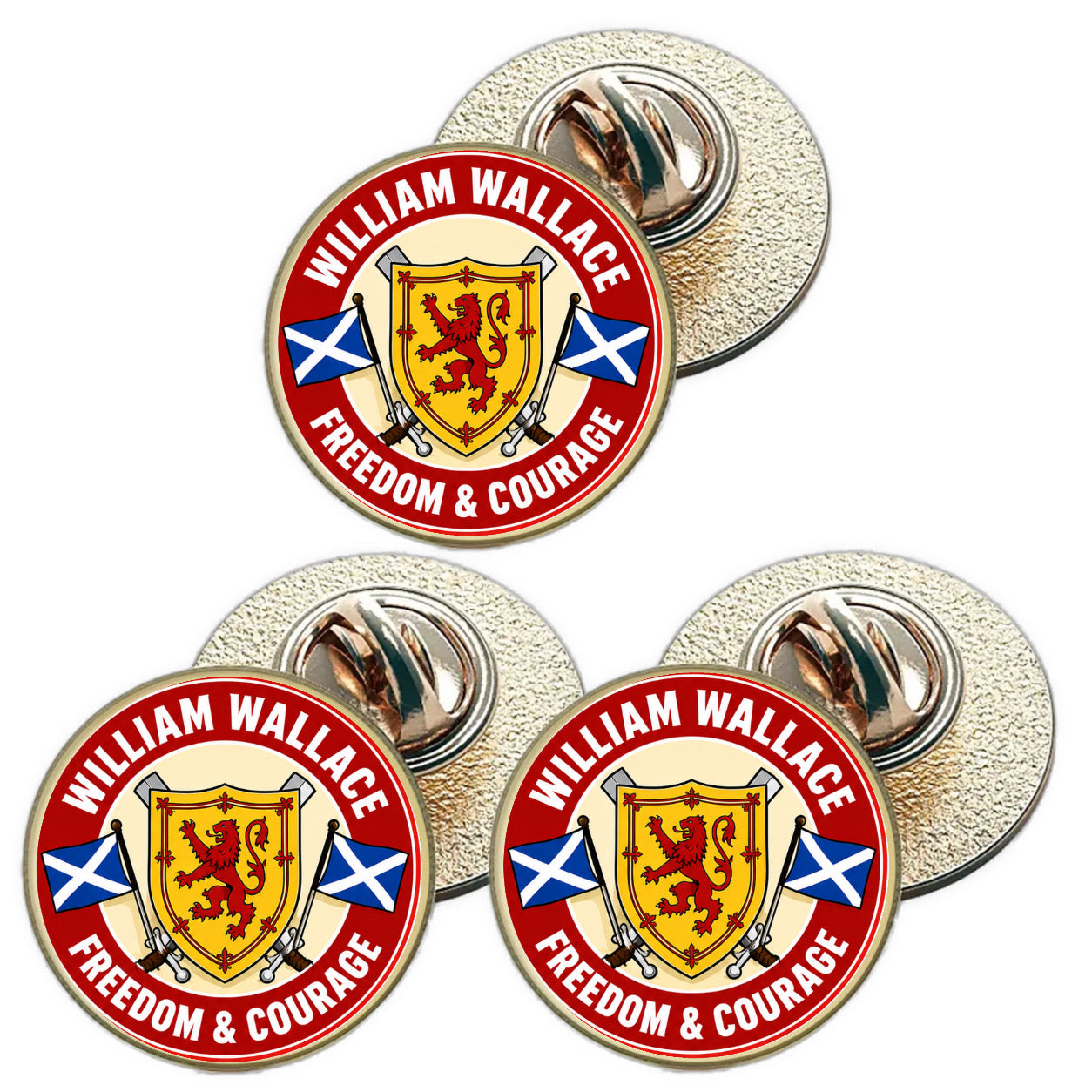 3 x William Wallace Scotland D3 (BU29) Lapel Pin Badges
