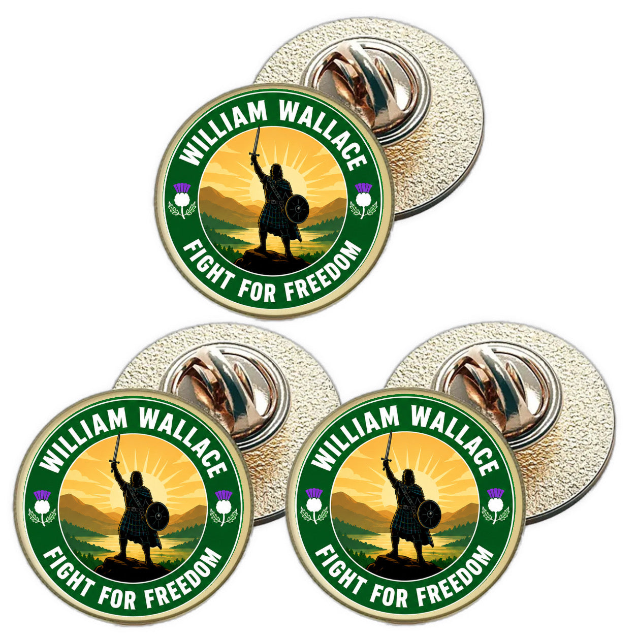 3 x William Wallace Scotland D2 (BU29) Lapel Pin Badges
