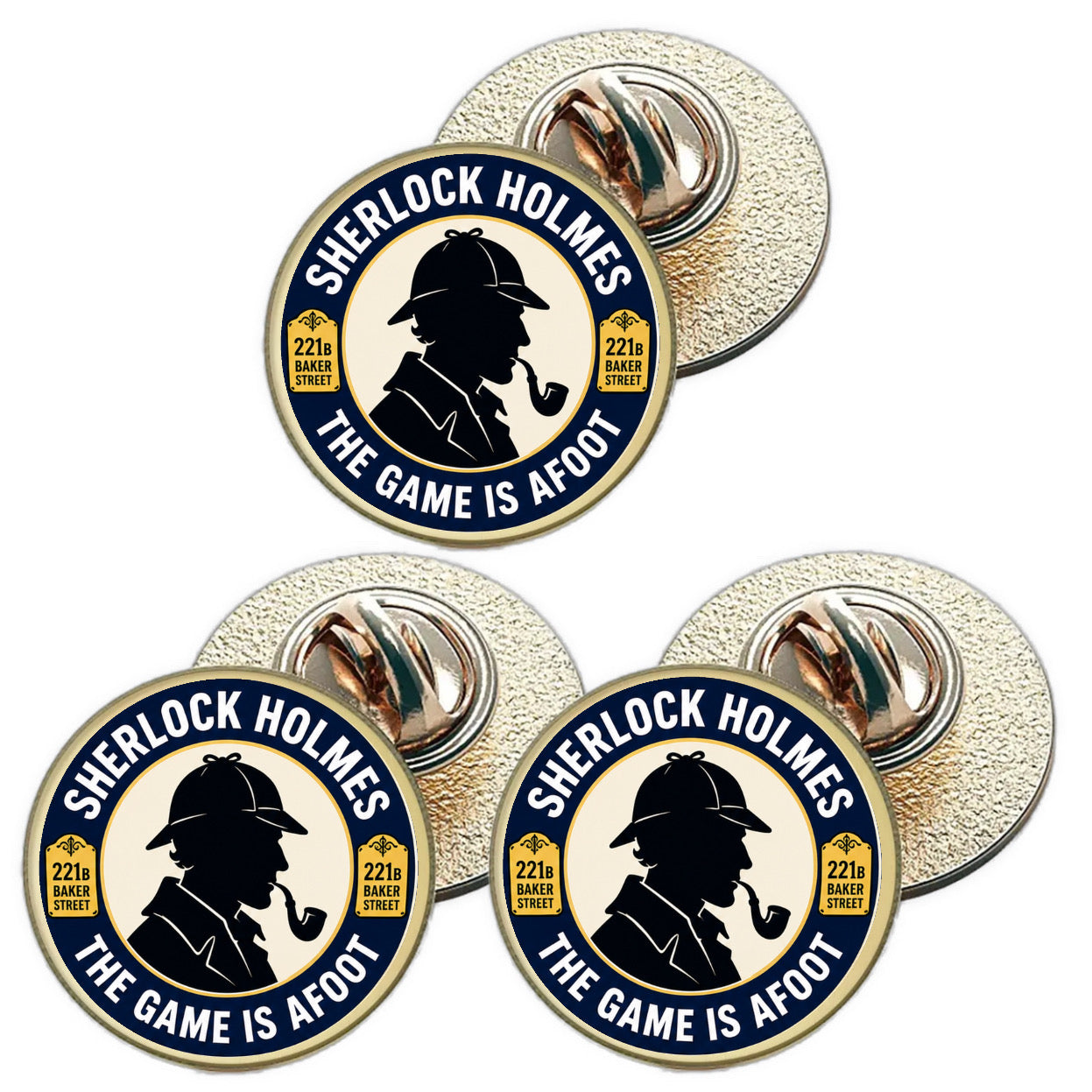 3 x Sherlock Holmes D3 (BU29) Lapel Pin Badges