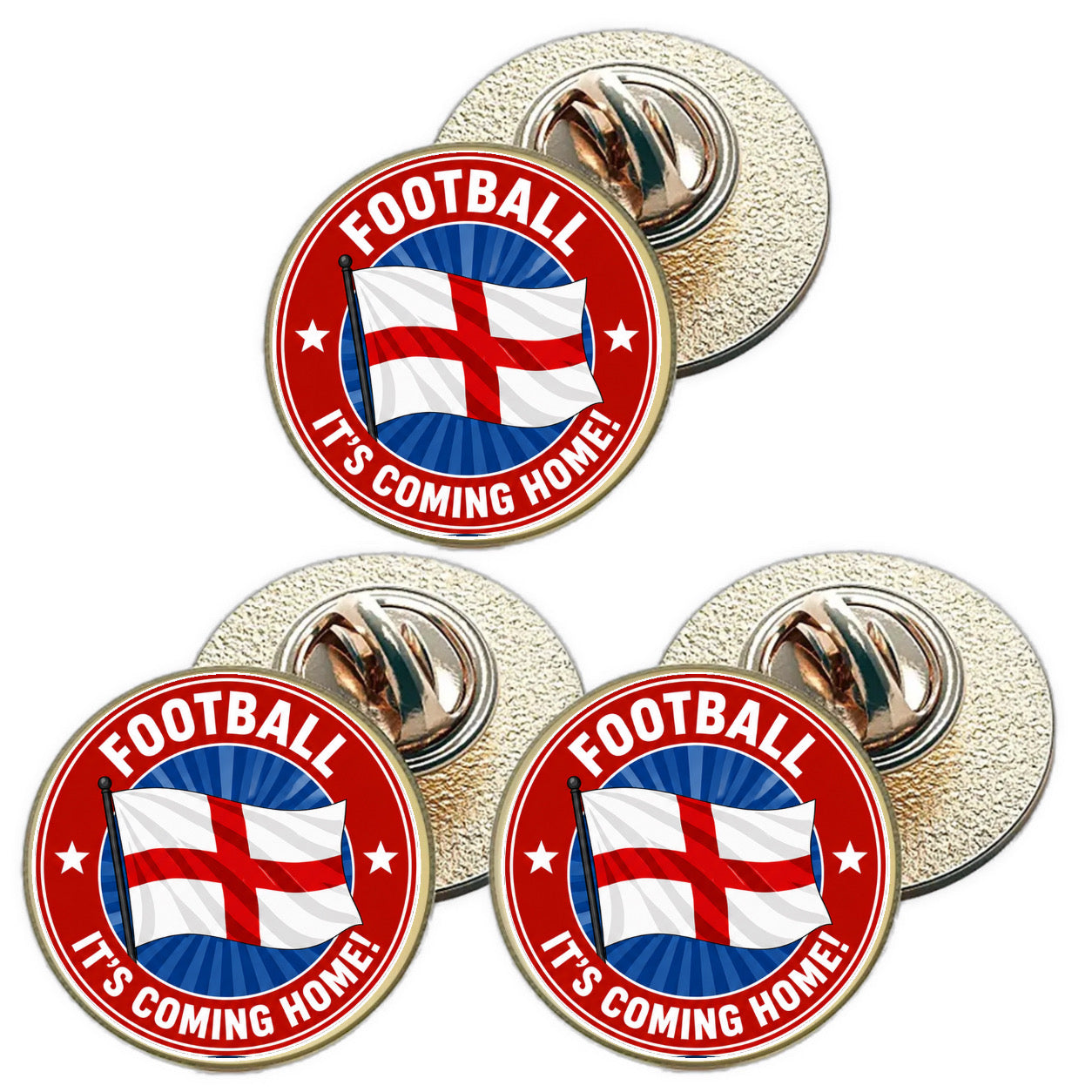 3 x Football It`s Coming Home D3 (BU29) Lapel Pin Badges