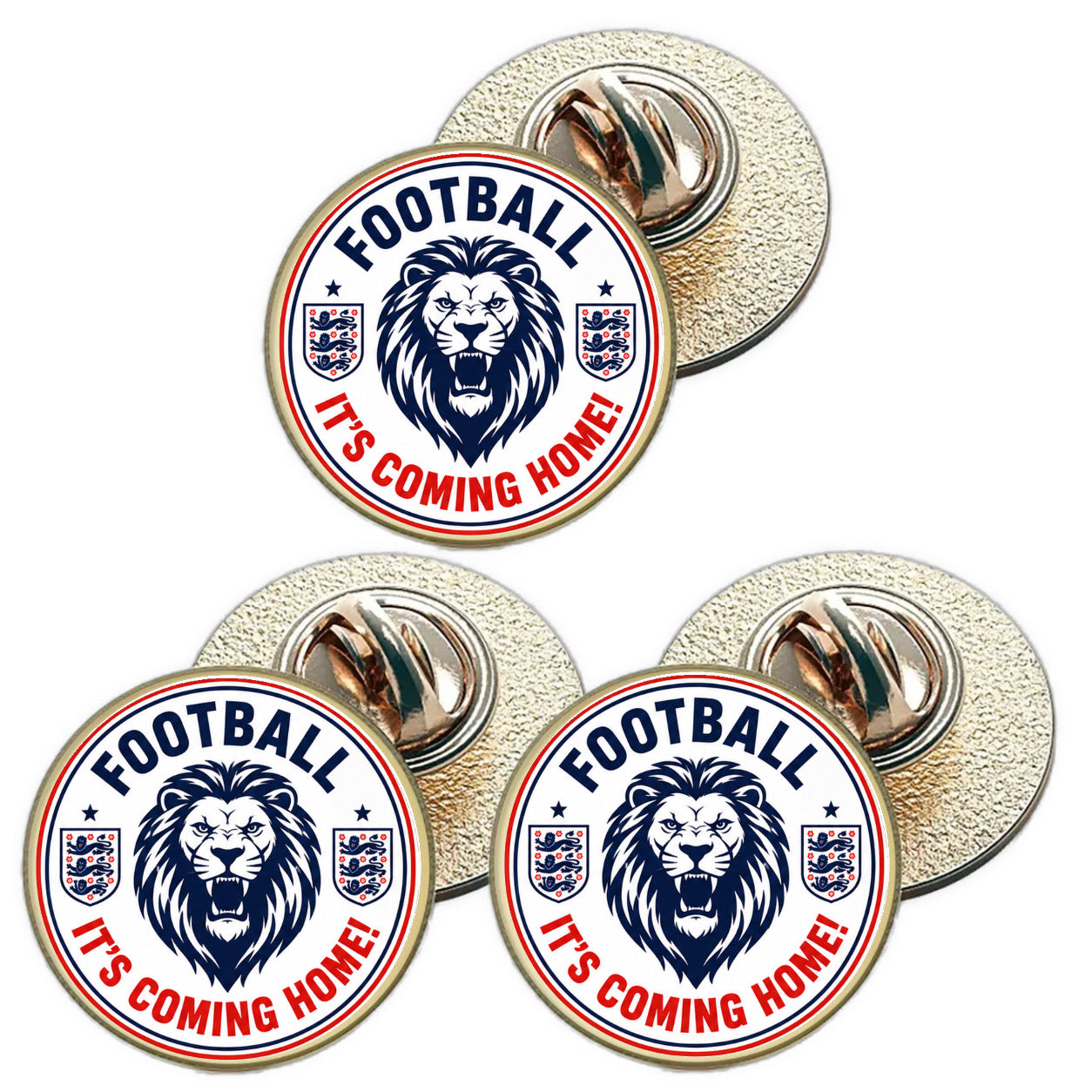 3 x Football It`s Coming Home D2 (BU29) Lapel Pin Badges