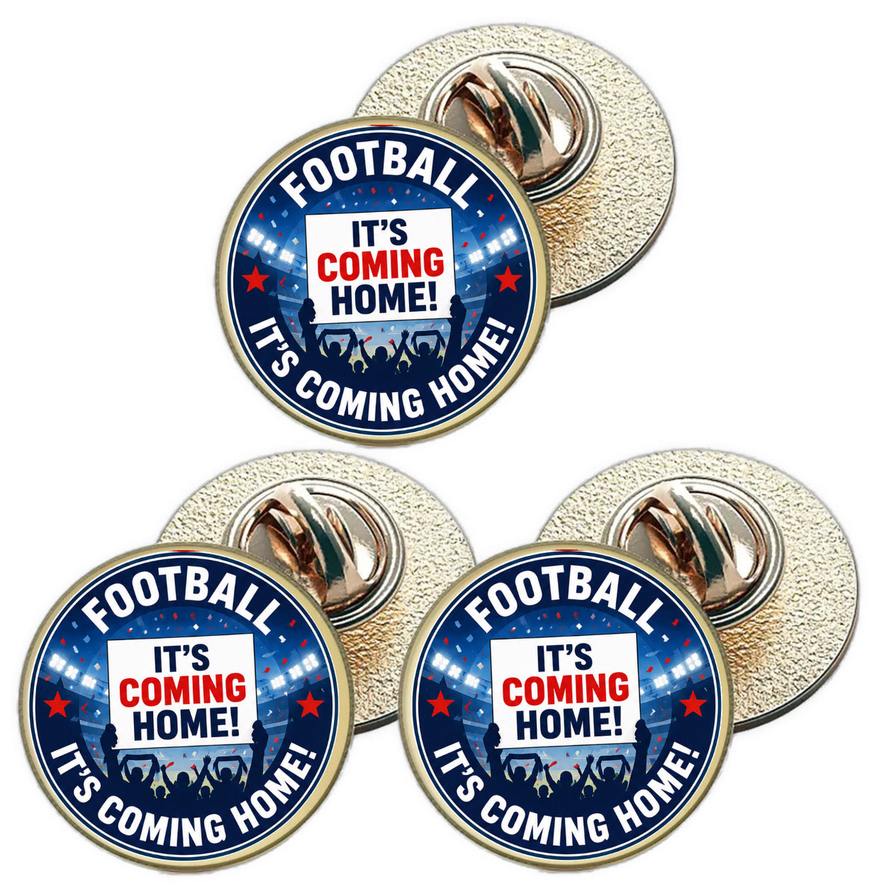 3 x Football It`s Coming Home D1 (BU29) Lapel Pin Badges
