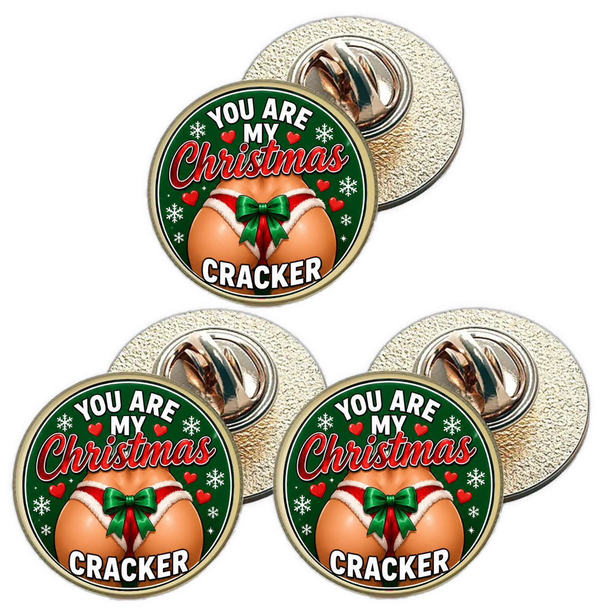 3 x You Are My Christmas Cracker D7 (BU29) Lapel Pin Badges