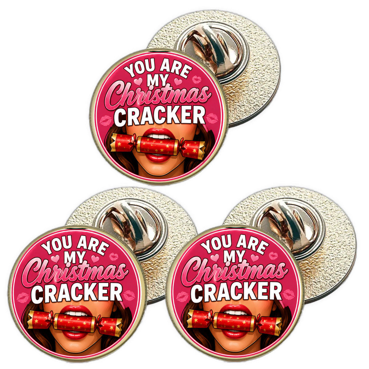 3 x You Are My Christmas Cracker D5 (BU29) Lapel Pin Badges