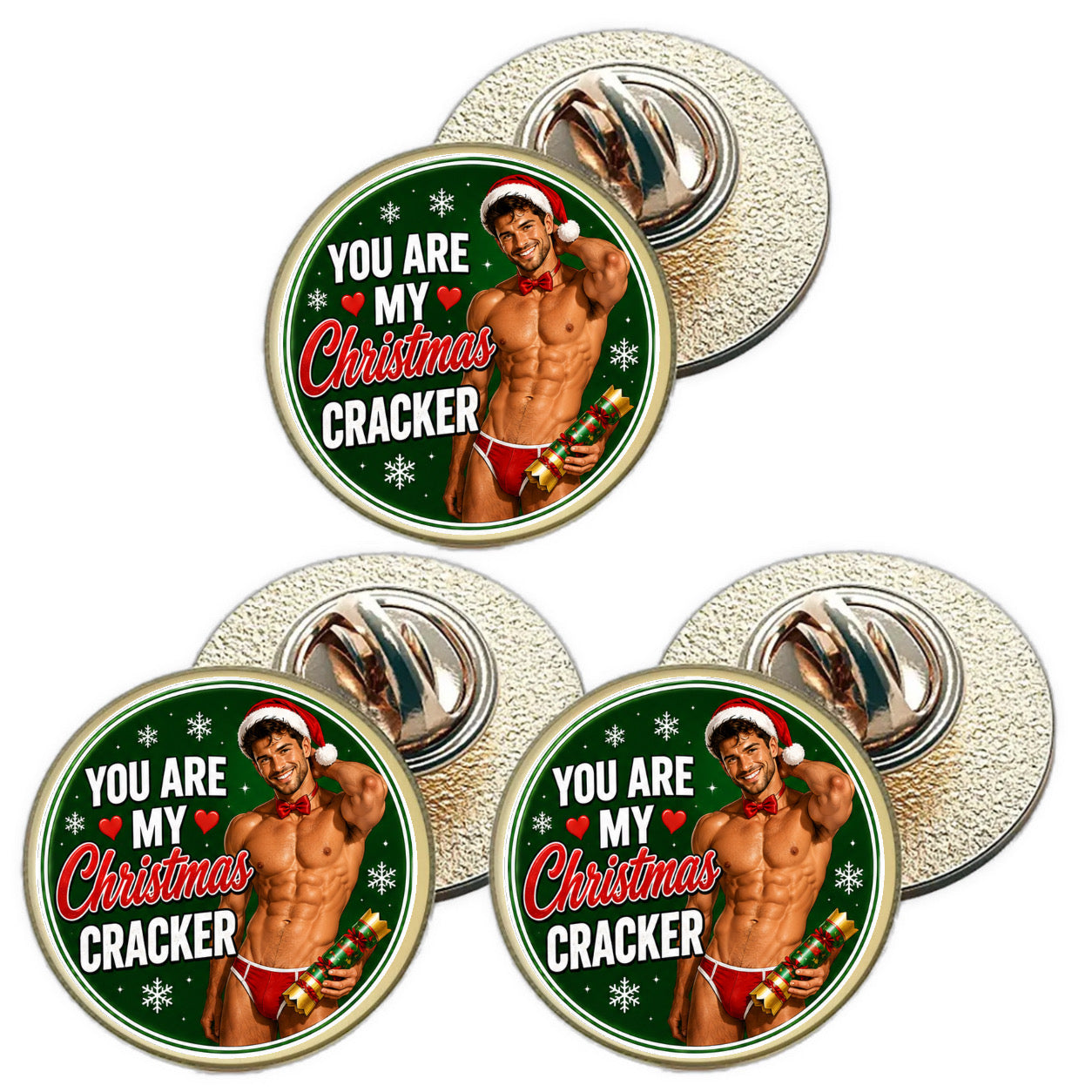 3 x You Are My Christmas Cracker D3 (BU29) Lapel Pin Badges
