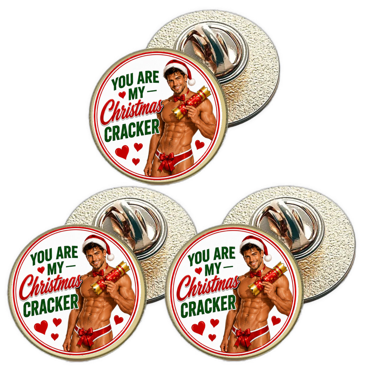 3 x You Are My Christmas Cracker D1 (BU29) Lapel Pin Badges