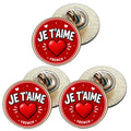 3 x I Love You in French (BU29) Lapel Pin Badges