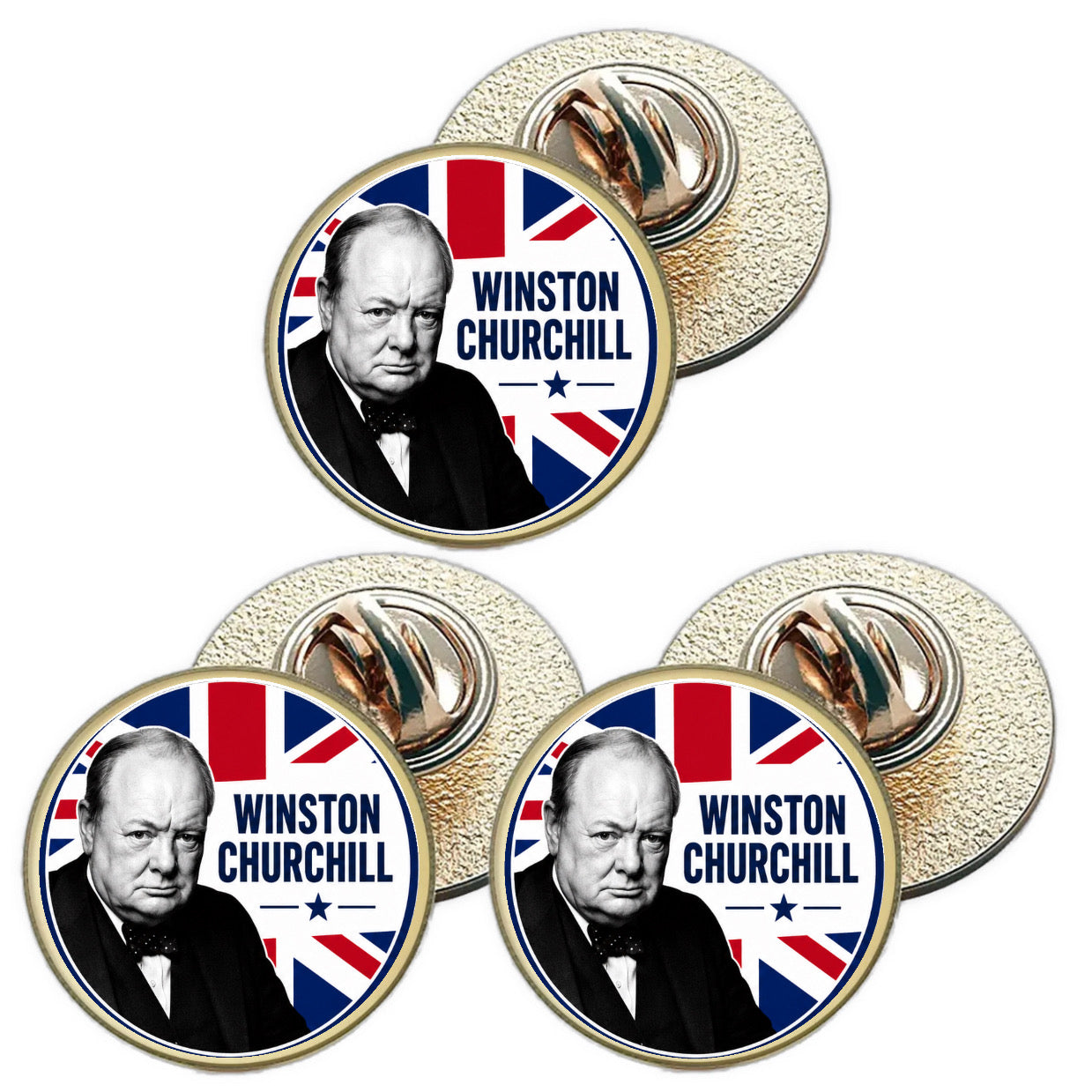 3 x Winston Churchill D4 (BU29) Lapel Pin Badges