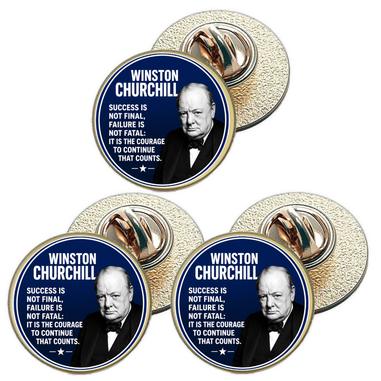 3 x Winston Churchill D3 (BU29) Lapel Pin Badges