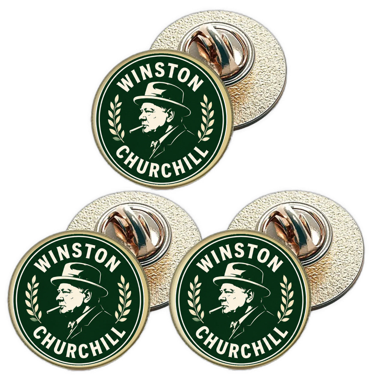 3 x Winston Churchill D2 (BU29) Lapel Pin Badges