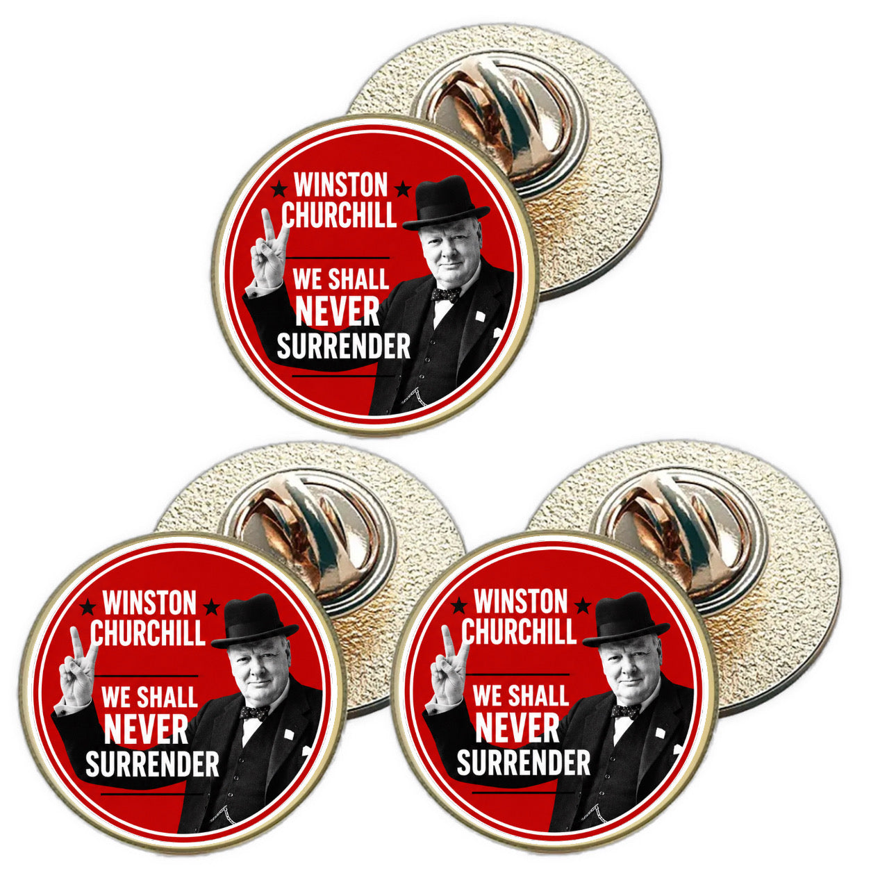 3 x Winston Churchill D1 (BU29) Lapel Pin Badges