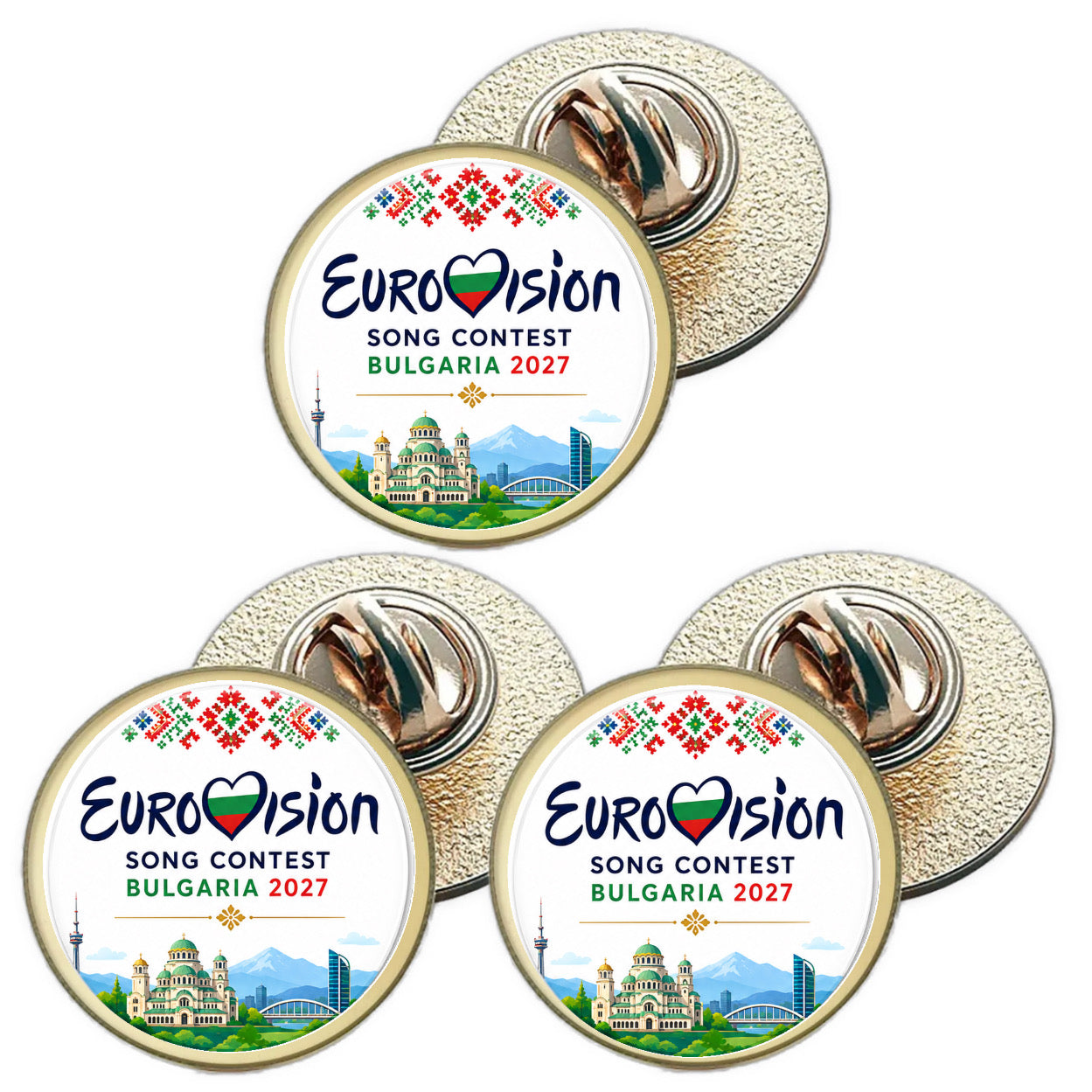 3 x Eurovision Song Contest Bulgaria 2027 D1 (BU29) Lapel Pin Badges