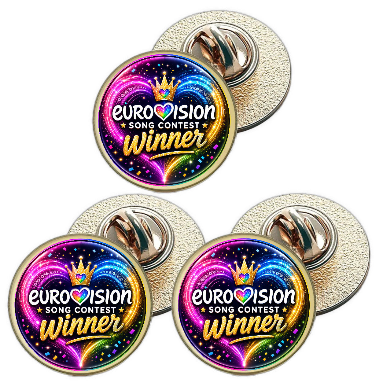 3 x Eurovision Song Contest Winner (BU30) Lapel Pin Badges