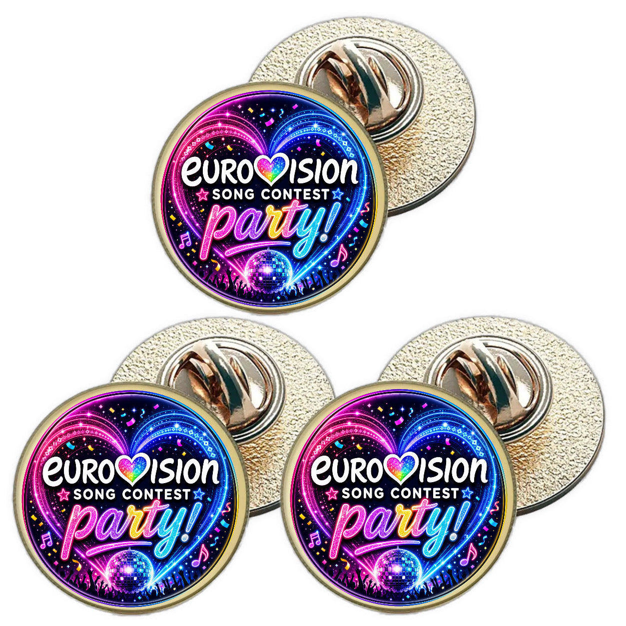 3 x Eurovision Song Contest Party (BU30) Lapel Pin Badges