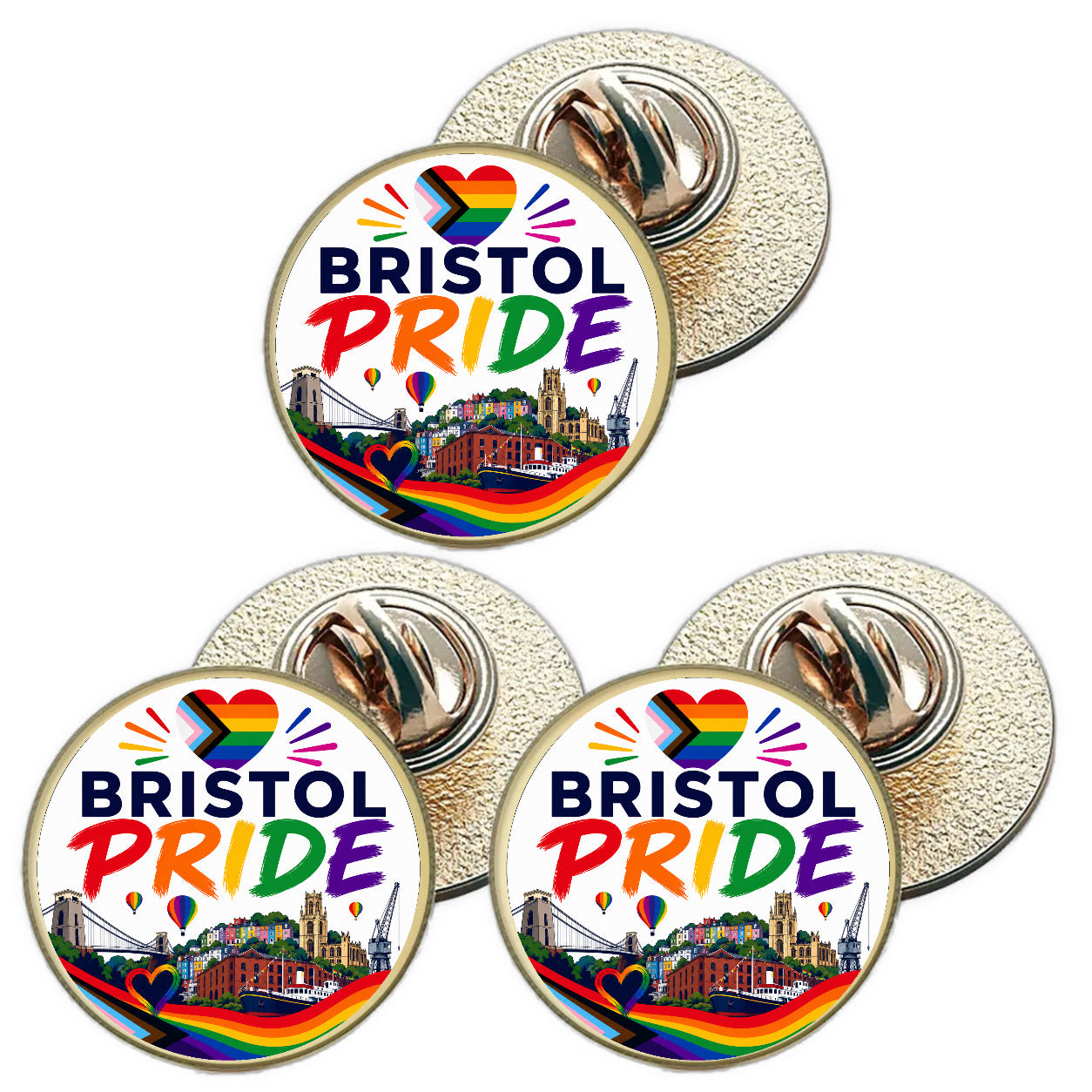 3 x Bristol Pride LGBTQ+ (BU30) Lapel Pin Badges