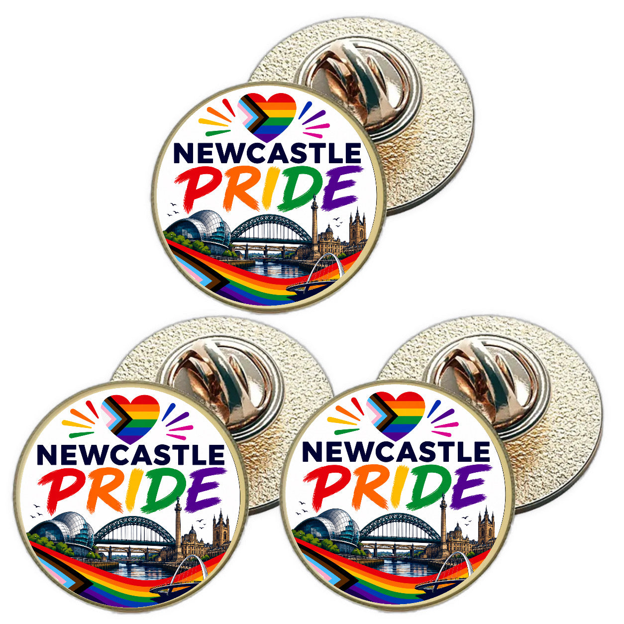 3 x Newcastle Pride LGBTQ+ (BU30) Lapel Pin Badges