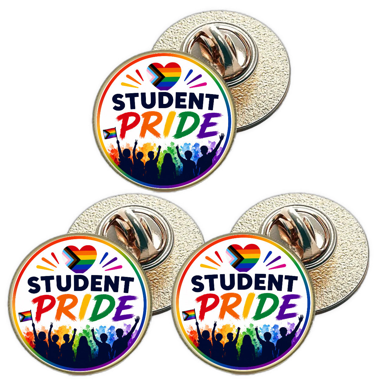 3 x Student Pride LGBTQ+ (BU30) Lapel Pin Badges