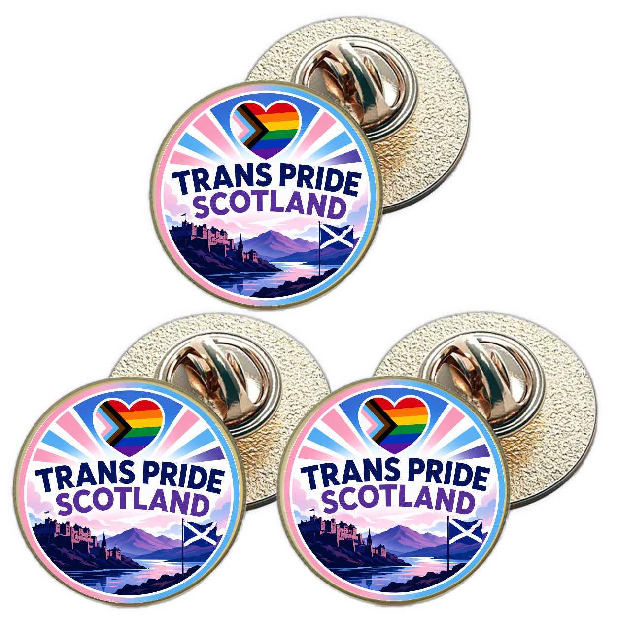3 x Trans Pride Scotland LGBTQ+ (BU30) Lapel Pin Badges